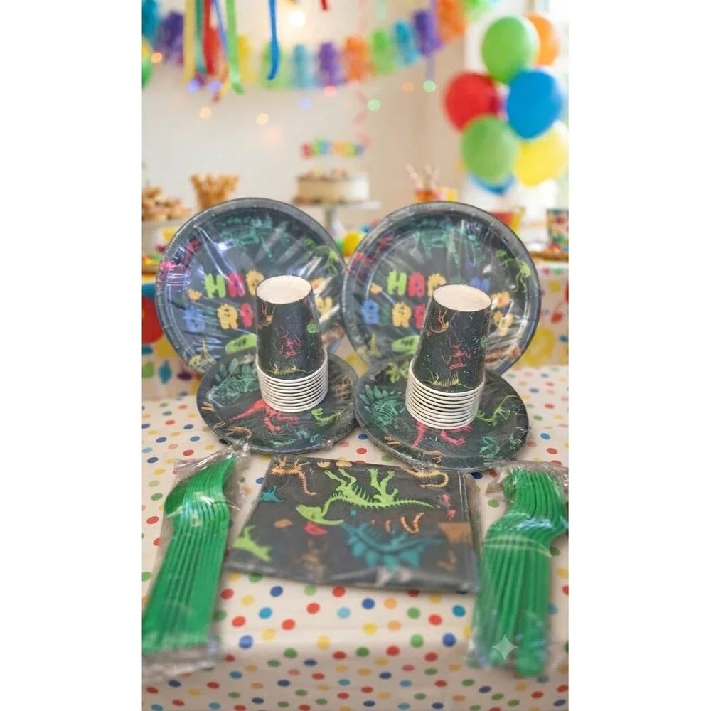 Dinosaur Happy Birthday Party Tableware Set Plates 20 Guests